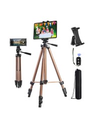 Peastrex Tripod for iPad iPhone, 3 in 1 Tablet Phone Camera Mount Stand Holder 54in Lightweight with Remote for 3.5 to 13.5in Tablet Phone, iPad Pro Air Mini 12.9 11 10.5 9.7, iPhone Pro 12 11