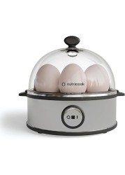 NutriCook Rapid Egg Cooker: 7 Egg Capacity Electric Egg Cooker for Boiled Eggs, Poached Eggs, Scrambled Eggs, or Omelettes with Auto Shut Off Feature