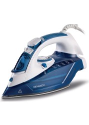Kenwood Steam Iron 2600W With Ceramic Soleplate, Auto Shut-Off, Anti-Drip, Anti-Calc, Self Clean, Continuous Steam, Steam Burst, Spray Function Stp75.000Wb, White/Blue