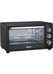 Nobel 35 Litres Electric Oven With 3 Knob Control &amp; 60 Minutes Timer With Bell, Rotisserie &amp; Inner Lamp, Heat Resistant Tempered Glass 1500W NEO36 Black