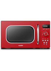 COMFEE&#39; Microwave Oven Retro Vintage 20L 800W With 8 Automatic Menus, 5 Power Levels, Elegant Design, Easy To Use, Compact Size - Passionate Red