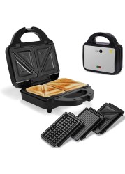 AFRA 3 In 1, 2 Slice Non-Stick Sandwich Maker, 750 Watts With Detachable Plates, Sandwich/Grill &amp; Waffel Plates, AF-8023SMSS, 2 Year Warranty
