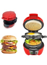 Kitchen Desk Sandwich Toaster Burger Maker, Panini Press with Egg Rings and Timer, Efficient Non-Stick Heating Plates, for Hamburgers, Waffles Snacks Burger Sandwich Maker