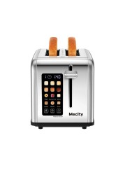 Mecity 2 Slice Toaster Touch Screen 1.5&quot; Wide Slot, Stainless Steel Smart Bread Toaster for Bagel Muffin Waffle Gluten Free Breads, Timer, Defrost, Reheat, 120V 825W