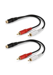 3.5mm Female to 2 RCA Male Cable, Stereo Audio Y Cable, RCA Splitter 1 Female to 2 Male, Gold Plated Adapter, for Smartphone, Tablet, Car Audio, Speaker, MP3, TV, DVD, Home Theater, 2 Pack