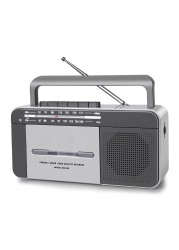 FIOLEES Portable Cassette Tape Player and Recorder with AM FM Radio LED Power Indicator Handheld Loud SpeakerMicrophone35mm Earphone JackPowered by AC or C Batteries for GiftHome