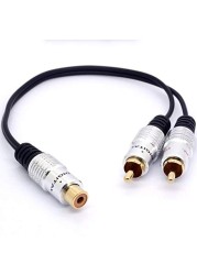 GLHONG 25cm RCA Y Adapter 1 RCA Female to 2 RCA Male Splitter Cable for Audio Amplifier Subwoofer(RCA Female to 2 Male)