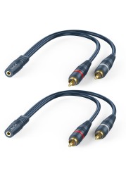 DteeDck RCA to AUX Adapter 2 Pack, Female AUX 3.5 mm to Male RCA Audio Adapters, Stereo Audio 3.5mm Y Cable Converter for Headphone Speaker TV Smartphone MP3 Tablet -20cm