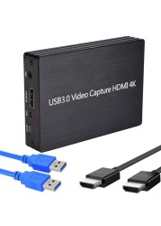 YOTOCAP 4K 60fps HDMI to USB3.0 Game Video Capture Card with Microphone Input, Audio Output, Record up to 1080p Full HD, Broadcast Live Stream and Record Grabber Converter