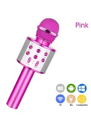 Generic-WS-858 Portable Wireless Karaoke Microphone Handheld Cellphone Karaoke Player Built-in BT HIFI Speaker Selfie 3-in-1 Rechargeable Li-battery Karaoke KTV MIC Machine