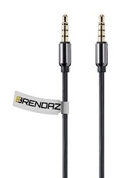 BRENDAZ Auxiliary AUX 3.5mm TRRS Audio &amp; Microphone Cable, Universal 4-Conductor Stereo Cord for Smartphone, Headphone, Microphone, PC, Car Stereo to Connect 3.5mm Enabled Devices (3-Feet)