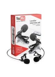 YouMic - 2 Dual Mini Lavalier Lapel Mics with Clip for Phone, iPhone Microphone for iOS, Android, PC, Laptop, Video, Vlogging