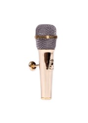 Microphone Miniature Replica Metallic Gold Tone 1 x 3 Resin Refrigerator Magnet