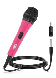 Singing Machine Wired Microphone for Karaoke Pink Unidirectional Dynamic Vocal Microphone PlugIn Microphone for Karaoke Machine AMP Speaker Mic for Singing Public Speaking Parties