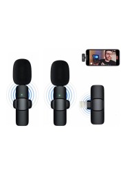 MMBGJKG Wireless Microphone for iPhone iPad, Professional Wireless Lavalier Microphone for Video Recording, Clip On Lapel Mic for YouTube/Interview/Vlog, Auto Sync and Noise Reduction (Black2)