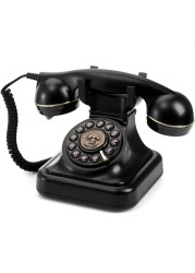 Peohud Retro Landline Telephone, Classic Corded Desk Phone, Vintage Old Fashioned Dial Button Phone with Redial Function for Home Office