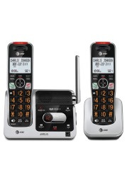 AT&amp;T BL102-2 DECT 6.0 2-Handset Cordless Phone for Home with Answering Machine, Call Blocking, Caller ID Announcer, Audio Assist, Intercom, and Unsurpassed Range, Silver/Black