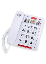 Future Call FC2804 Big Button Phone for Seniors 3 Picture Keys and Speakerphone Amplified Telephones for Hearing Impaired Seniors 40db wExtra Long 12 Cord Simple Landline Phones for Seniors