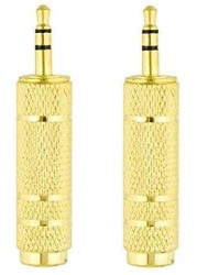 DKURVE&reg; 6.5 mm Female to 3.5 mm Male Headphone Audio Stereo Sound Adapter Plug Converter Connector Adapter Jack (Gold Plated) (PACK OF 2)