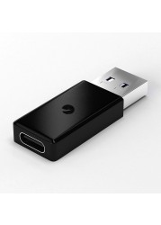 Generic-USB 3.0 Male to USB 3.1 Type C Female Data Converter USB 3.0 to USB-C Female Adapter Port for Laptop Phone Black
