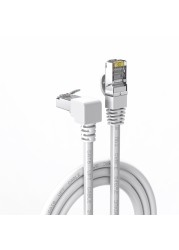 JUXINICE Cat6 Ethernet Cable White 90 Degree Right Angled Downward CAT 6 Ethernet Patch RJ45 LAN Cable Gigabit Network Cord Downward Angle 10FT