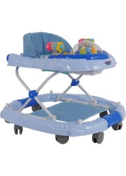 Lovely Baby Foldable Kids Walker BW04 with Adjustable Height, Musical Toys, Rotating Wheels, Comfortable &amp; Safe Activity Walker for Toddlers, Small Infant Boy Girl 6-18 months - Blue