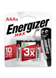 إنرجايزر ماكس AAA بطاريات ألكالين (E92BP) - حزمة من 8 قطع