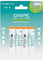 COOPIC Create Cool Pictures Rechargeable AAA Batteries, 1200mAh High Capacity Batteries 1.2V HR03 NiMH Low Self Discharge (4pcs)…