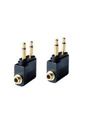 Posdou Audio Airplane Adapters Dual 35mm Male to 35mm Female Airline Flight Headphone Adapters Gold Plated 2 Pack