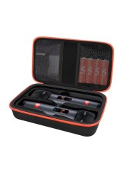 JOSMAX Wireless Microphone Case Compatible with JBL Wireless Two Microphone System, Portable Handheld Dual Mic Travel Storage Bag for Singing or Karaoke for Receivers, Adapters, AA Batteries - Black