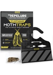 Repelure Premium Moth Traps for Clothes - Moth Traps with Pheromones - Closet Moth Traps - Clothing Moth Traps - Moth Killer Indoor Moth Repellent for Closets Anti Moth Products &amp; Prevention, 12 Pack