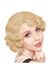 Amnenl Women Blonde Curly Wig Short 20s 30s Finger Wave Retro Wave Synthetic Fancy Wigs for Halloween Cosplay Wig