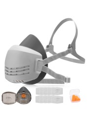 RANKSING Respirator Mask with Filters to Against Dust Gases Fumes Asbestos Organic Vapors Chemicals while Painting Spraying Sanding Welding Construct and Work Portable Protection PPE