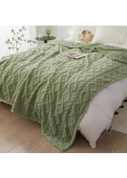 Luna Home Throw Blanket Super Soft, Green Color, Woven Style
