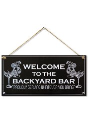 CARISPIBET Welcome to the backyard bar Home signs outdoor signs porch decorative plaques kitchen signs 6&quot; x 12