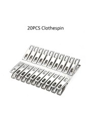 Generic-20 Pcs Clothespins Stainless Steel Clothes Clips Metal Sealing Clip Socks Clothing Pegs Household Clothespin Clips for School Office Stationery