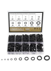 Kindroufly 1000 Pieces 88 Grade Alloy Steel Lock Washers Split Lock Washers 9 Sizes Spring Lock Washers Lock Metal Washers Assortment Kit M2 M25 M3 M4 M5 M6 M8 M10 M12