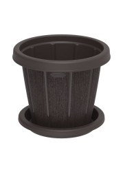 Cosmoplast Cedargrain Flower Pot With Tray Dark Brown 6inch