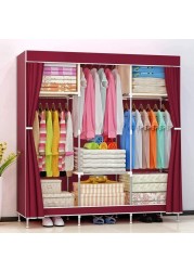 Portable Fabric Wardrobe with Hanging Rail &amp; Side Pockets &ndash; Foldable Canvas Closet Organizer for Clothes &amp; Shoes, Bedroom Storage Solution
