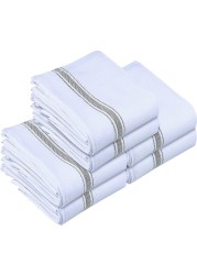 ماهمير® مناشف اطباق مقاس 16 × 27 انش (40 × 70 سم) 100% من القطن المغزول حلقيا، مناشف مطبخ كتان فائقة الامتصاص، شريط تنظيف ناعم قابل لاعادة الاستخدام ومجموعة مناشف الشاي (6 قطع، رمادي)