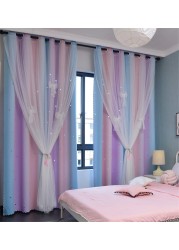 Yancorp Curtains for Girls Bedroom Kids Room Curtain Colorful Window Nursery Curtain 96 inches Length Room Darkening Grommet 2 Layers (Pink Purple, W52 X L96)