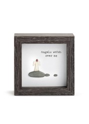 DEMDACO Sharon Nowlan Angels Watch Over Me Dark Woodgrain 4 x 4 Wood and Glass Shadow Box