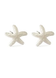 Huggie Starfish Stud Earrings for Women S925 Sterling Silver Silver-Toned Dainty Charm Tiny Small Star Sea Coral Starfish Earrings Post Pin Hypoallergenic Beach Jewelry Gift