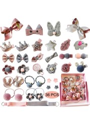 Scettar Baby Girls Hair Clips Cute Hair Bows Baby Elastic Hair Ties Hair Accessories Ponytail Holder Hairpins Set For Baby Girls Teens Toddlers Assorted styles 36 pieces PackPinkGrey