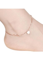 Aiwanto Ankle Chain Rose Gold Anklet Star Lucky Anklet