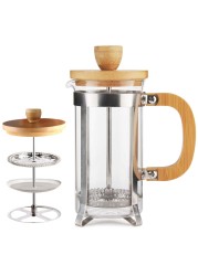 Sivaphe 12 oz French Press Coffee/Tea Maker Single Cup Espresso Press Stainless Steel Filter 0.35L High Borosilicate Carafe Durable Bamboo Handle Small Coffee Maker