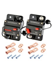 Bolipoeq 30Amp Circuit Breaker DC 12V-48V for Marine Boat Trolling Motor Automotive RV Trailer Car Solar System Battery Disconnect with Manual Reset Switch, IP67 Waterproof (Pack of 2)