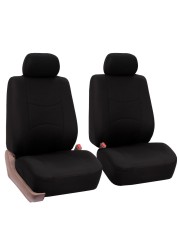 FH Group Car Seat Covers Front Set in Cloth Car Seat Covers for Low Back Car Seats with Removable HeadrestUniversal FitAutomotive SeatCoversWashable Car SeatCover for SUVSedanVan Black