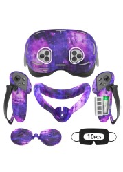 Rechale Silicone Cover Set Compatible with Oculus/Meta Quest 3S, VR Accessories for Meta Quest 3S, Protective Cover Set Includes Controller Grip Cover, Face Cover, VR Shell Cover (Starlight Purple)