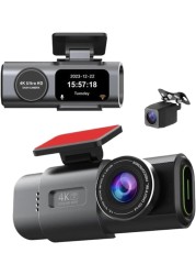 كاميرا ذكية 4K WiFi GPS - كاميرا أمامية وخلفية للسيارة مع تطبيق، كاميرا 4K Ultra HD Dash، إعداد USB سهل، تسجيل متكرر، رؤية ليلية، وضع وقوف السيارات